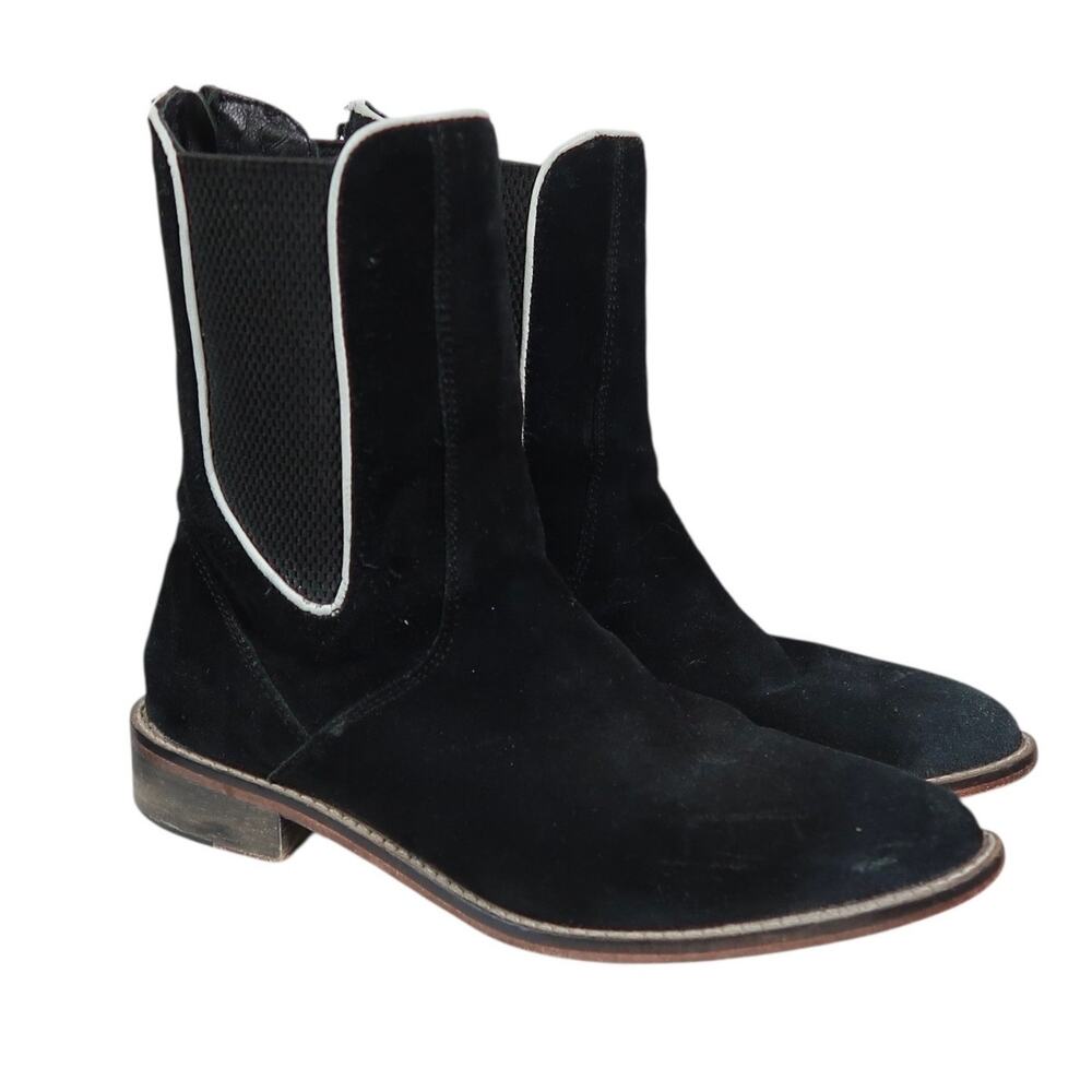 Free People Blackburn Chelsea Boots Black Suede Leather 6